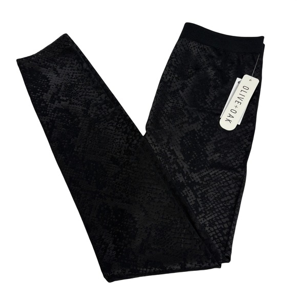 Olive + Oak Pants - Olive + Oak Black Snake Print Leggings‎ XL Pull On Stretch Skinny Pants